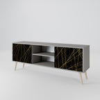 BRIGHT MESH 2-Door TV Stand in Grey Finish