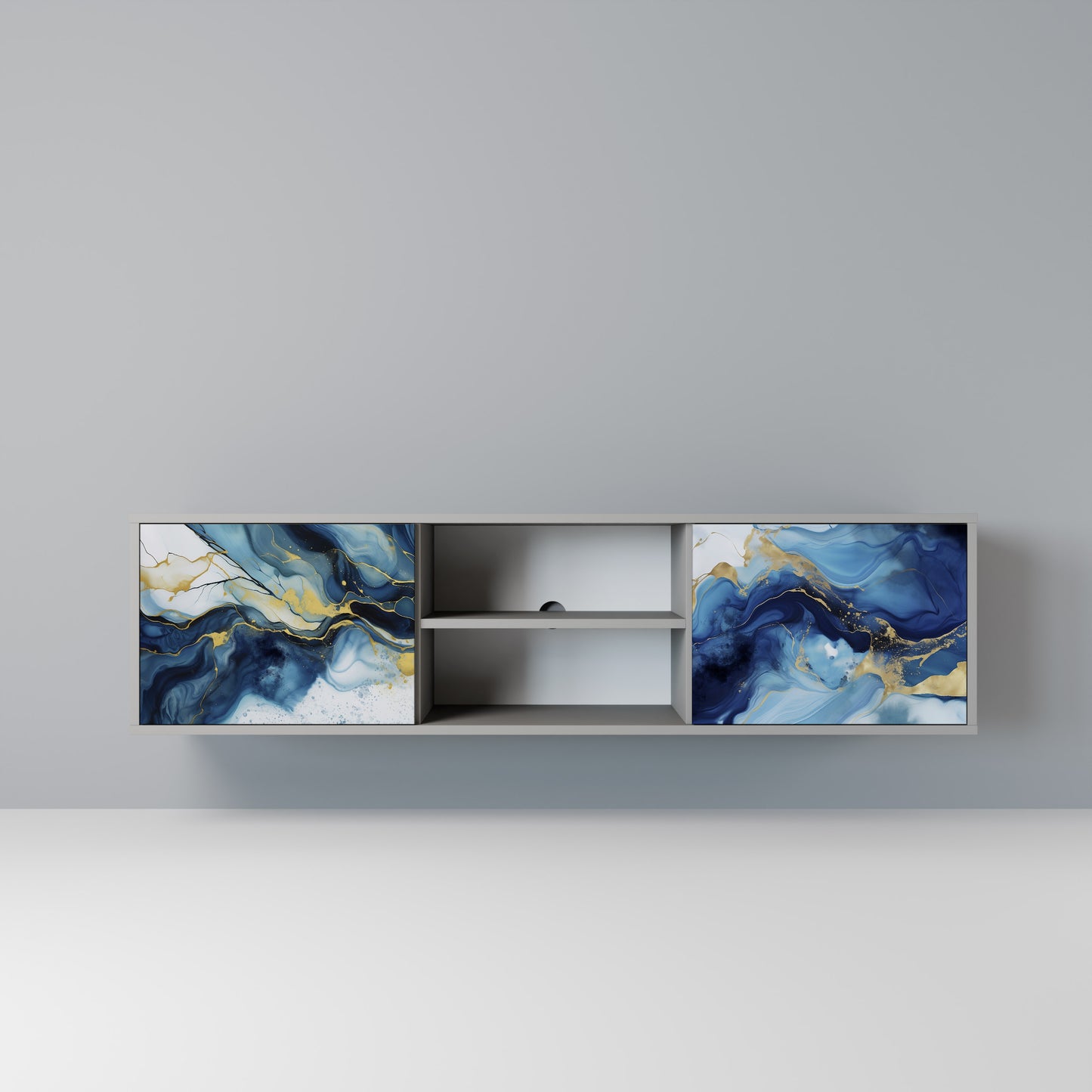 INKY MARBLE 2-dörrars TV-bänk i grå finish