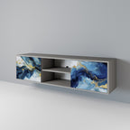 INKY MARBLE 2-Door TV Stand in Grey Finish