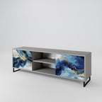 INKY MARBLE 2-Door TV Stand in Grey Finish