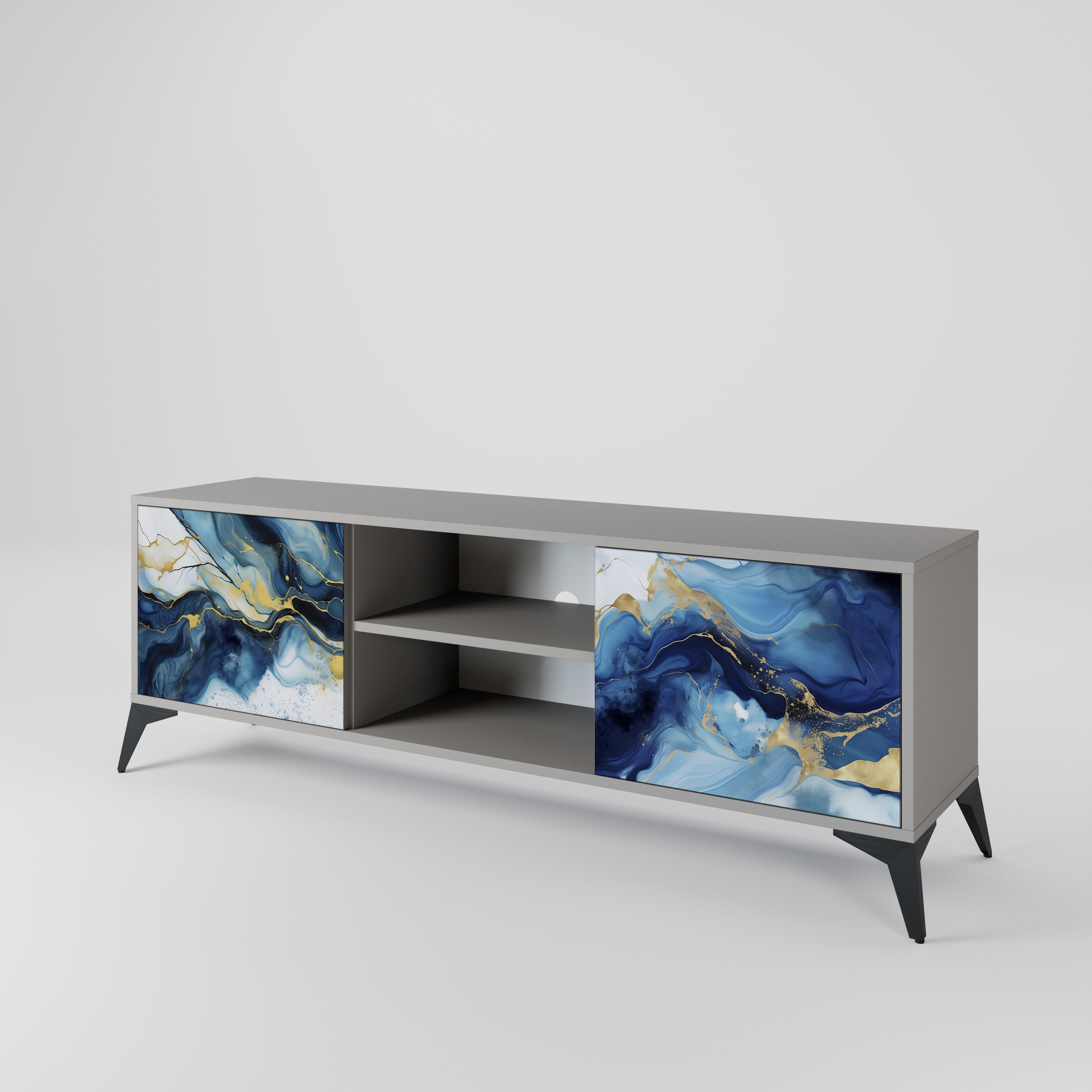 INKY MARBLE 2-dörrars TV-bänk i grå finish