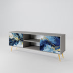 INKY MARBLE 2-Door TV Stand in Grey Finish