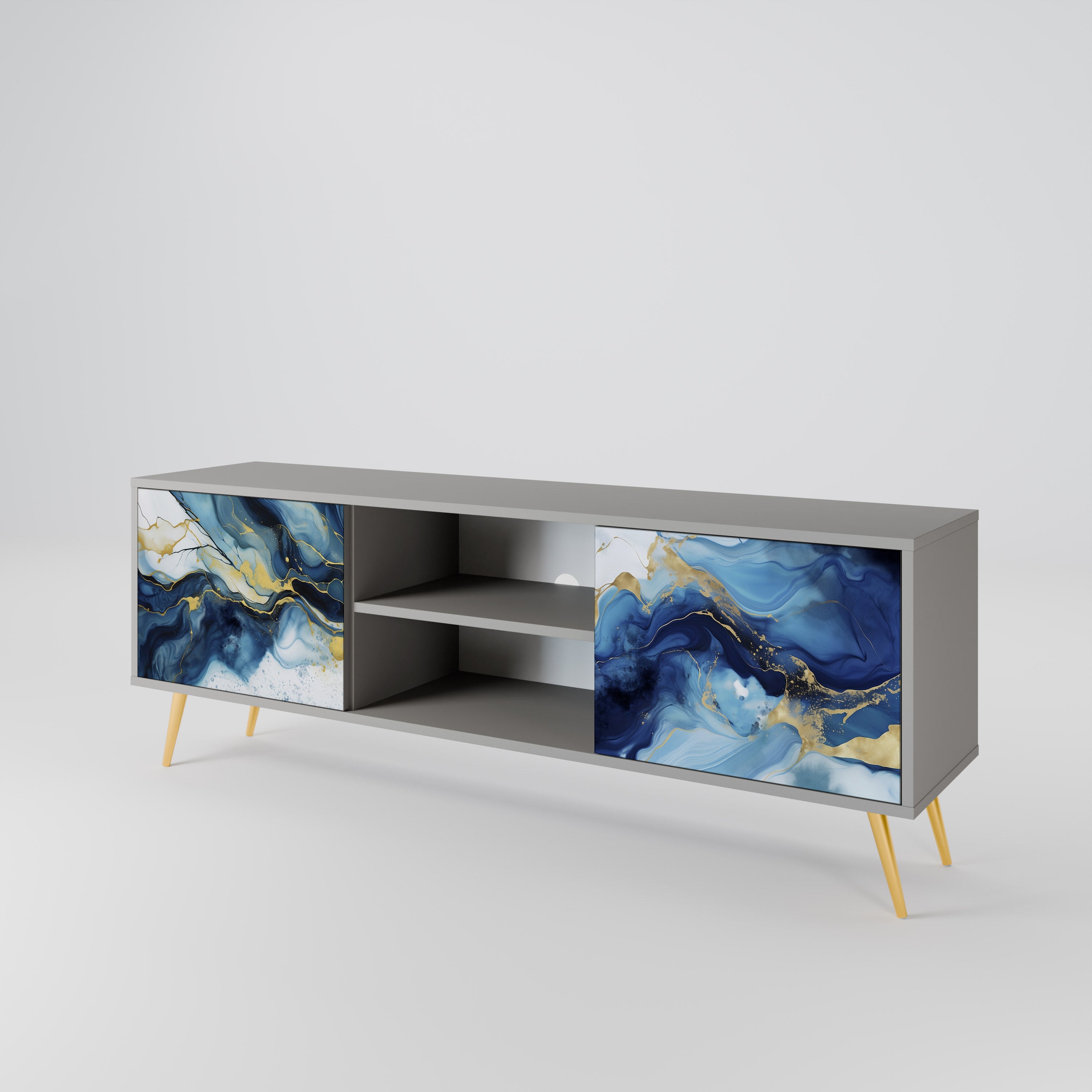INKY MARBLE 2-dörrars TV-bänk i grå finish