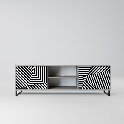 ILLUSIONARISK FALLER 2-dörrars TV-bänk i grå finish