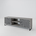 ILLUSIONARY LATTICE 2-Door TV Stand in Grey Finish