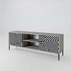 ILLUSIONARY LATTICE 2-Door TV Stand in Grey Finish