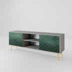 TESSELATED GREENERY 2-Door TV Stand in Grey Finish