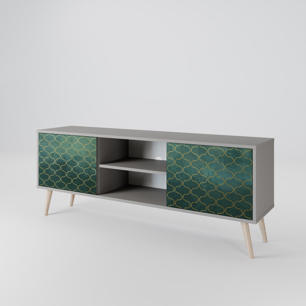 TESSELATED GREENERY TV-bänk med två dörrar