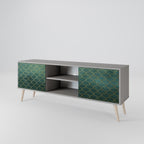 TESSELATED GREENERY 2-Door TV Stand in Grey Finish