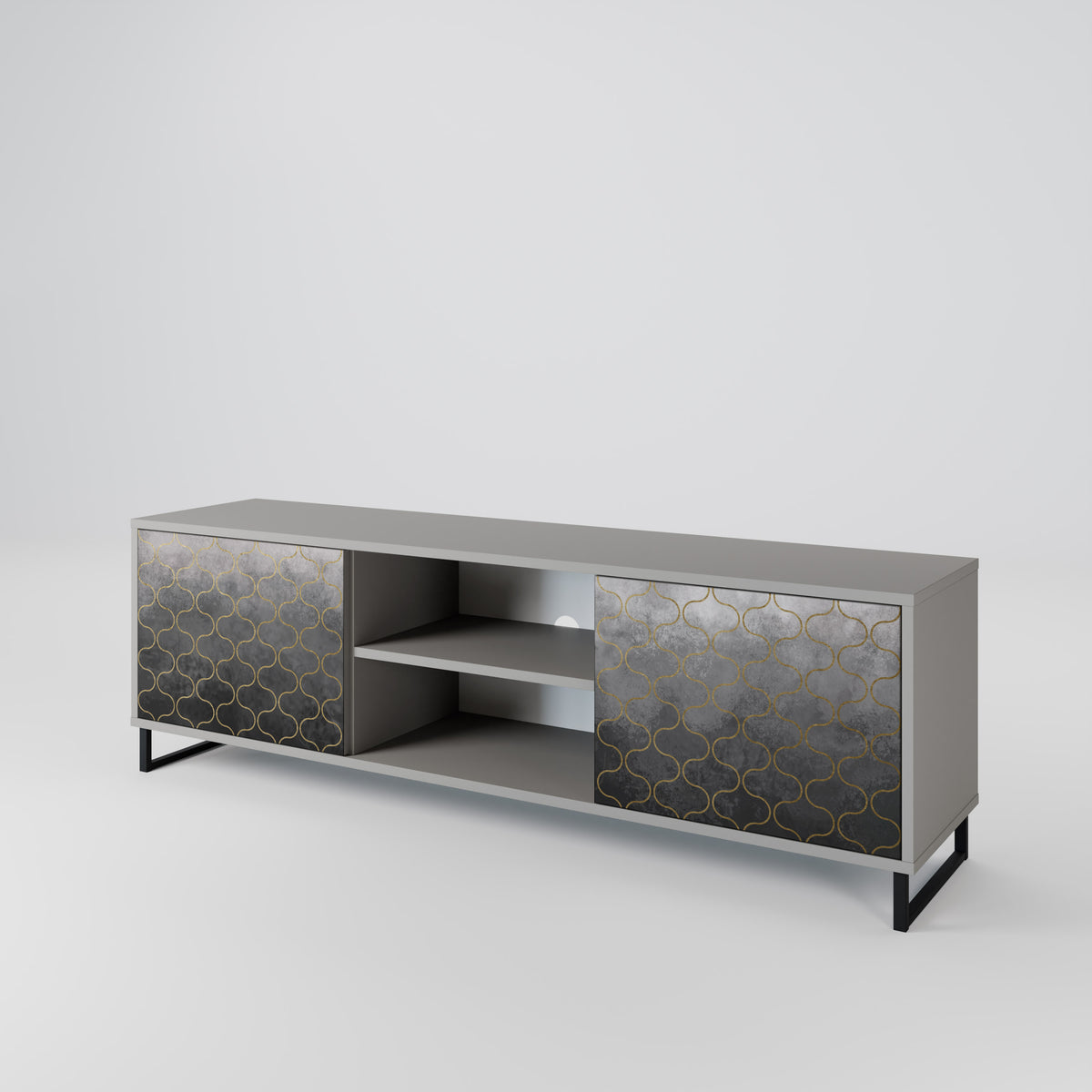 TESSELATED GRAYISH TV-bänk med två dörrar