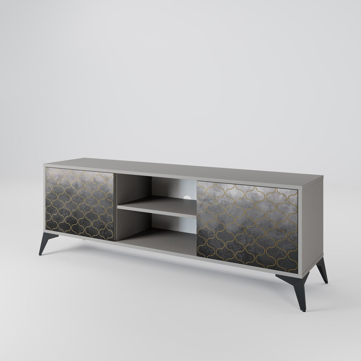 TESSELATED GRAYISH TV-bänk med två dörrar