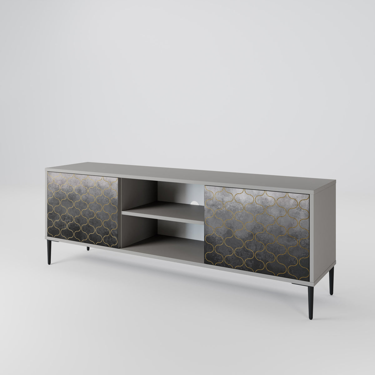 TESSELATED GRAYISH TV-bänk med två dörrar