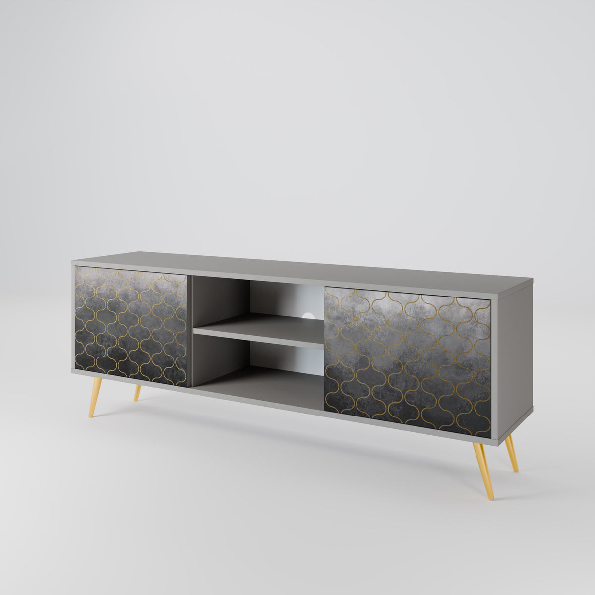 TESSELATED GRAYISH TV-bänk med två dörrar