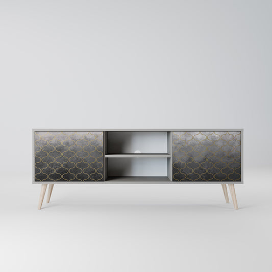 TESSELATED GRÅLIG 2-dörrars TV-bänk i grå finish