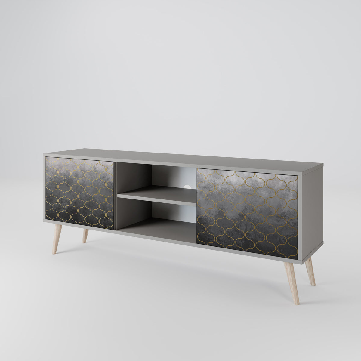 TESSELATED GRAYISH TV-bänk med två dörrar