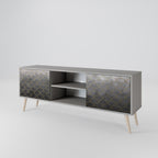 TESSELATED GRAYISH 2-Door TV Stand in Grey Finish