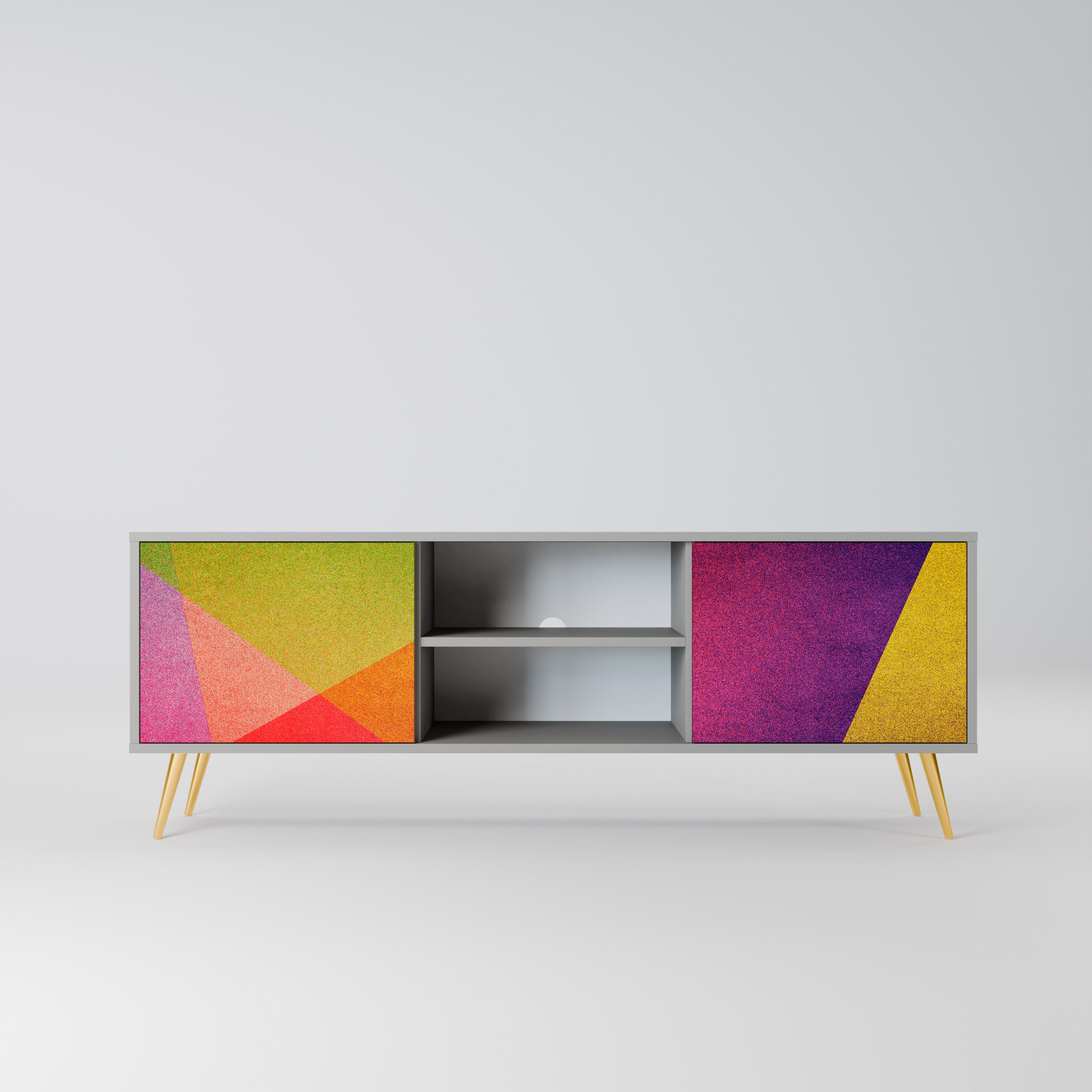 VIVID GEOMETRY 2-dörrars TV-bänk i grå finish