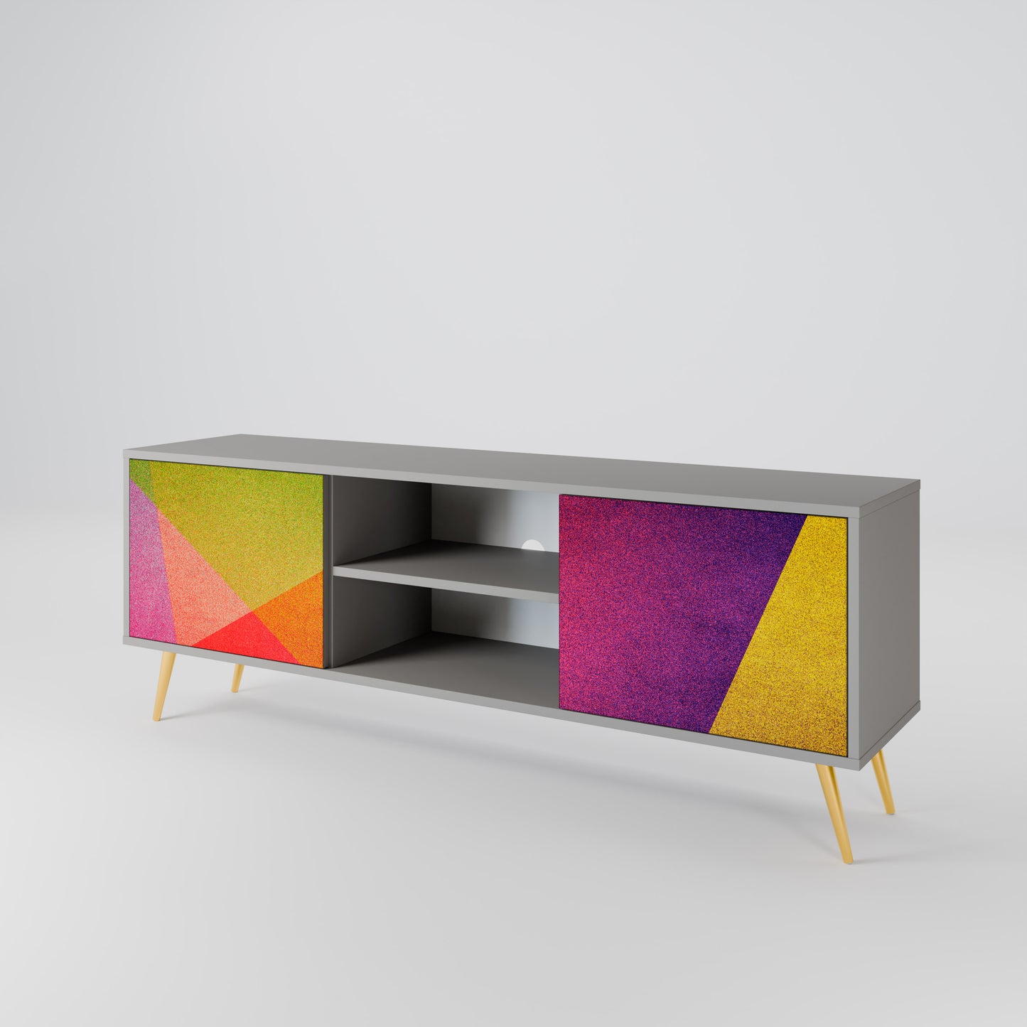 VIVID GEOMETRY 2-dörrars TV-bänk i grå finish