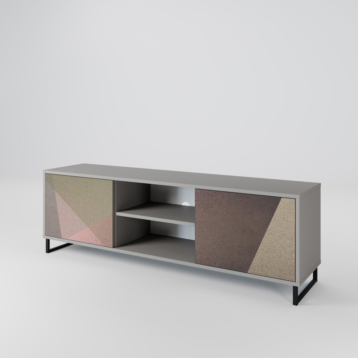 BEIGE GEOMETRY TV-bänk med två dörrar