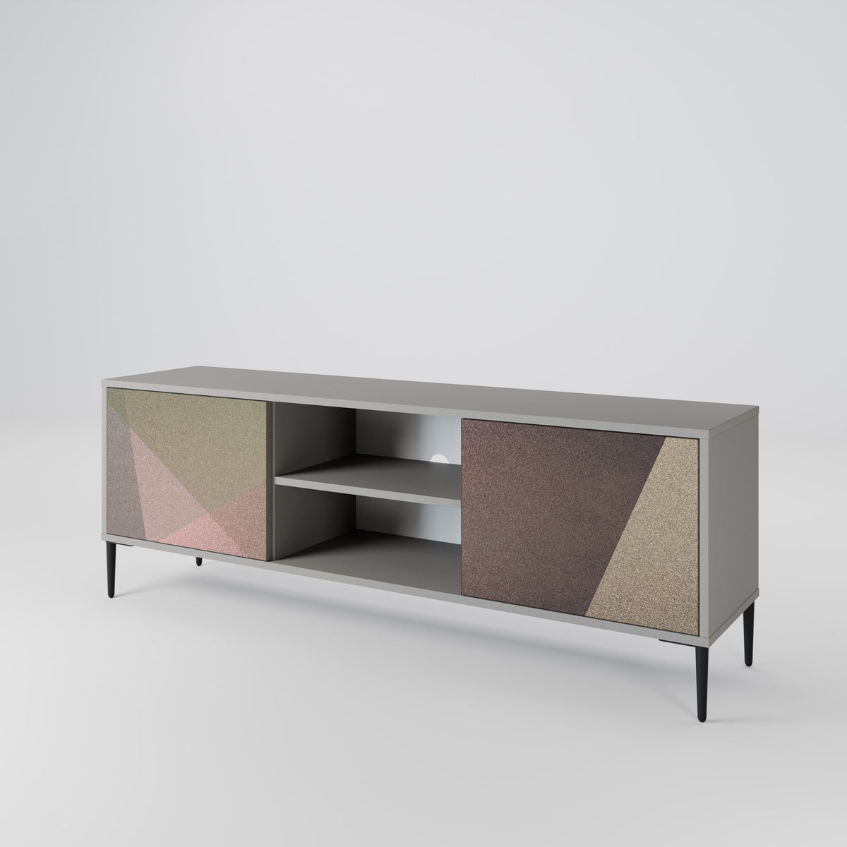 BEIGE GEOMETRY TV-bänk med två dörrar