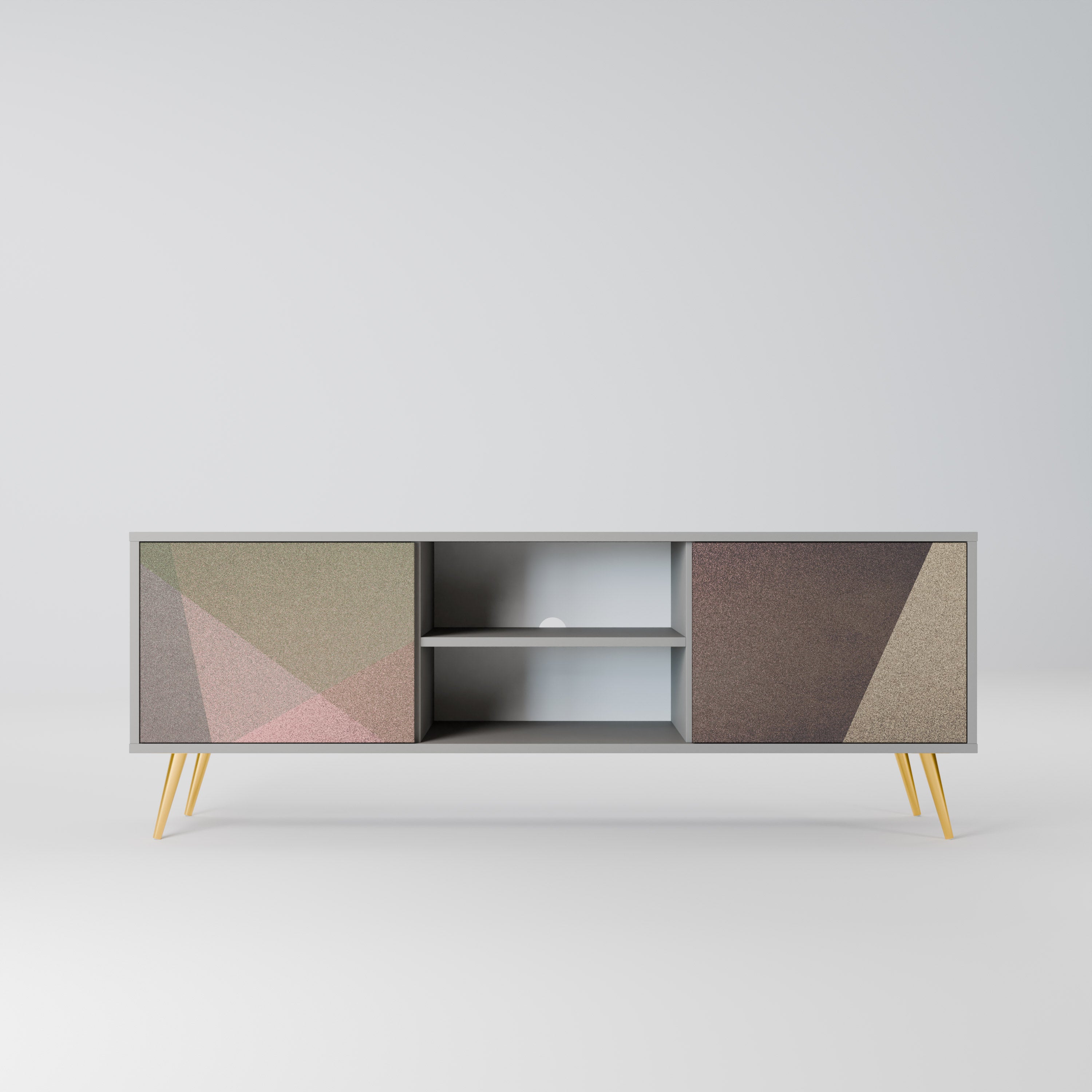 BEIGE GEOMETRY 2-dörrars TV-bänk i grå finish