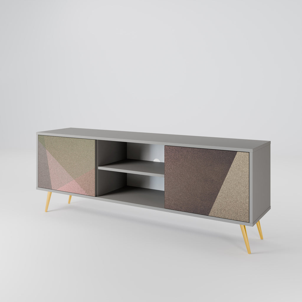 BEIGE GEOMETRY 2-dörrars TV-bänk i grå finish