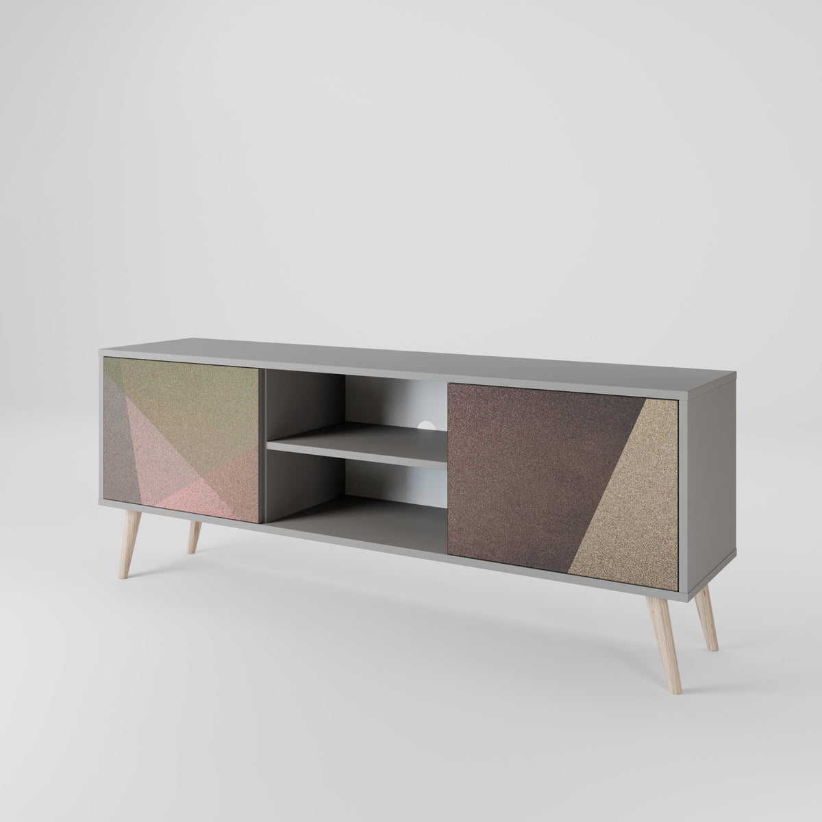 BEIGE GEOMETRY TV-bänk med två dörrar