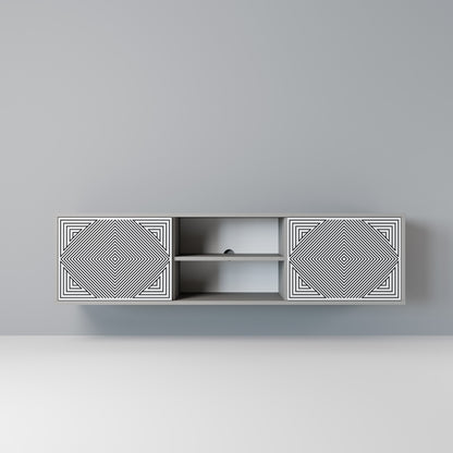 POLYGON ILLUSION 2-dörrars TV-bänk i grå finish