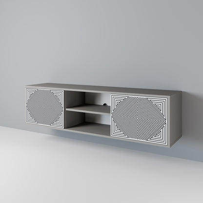POLYGON ILLUSION 2-dörrars TV-bänk i grå finish