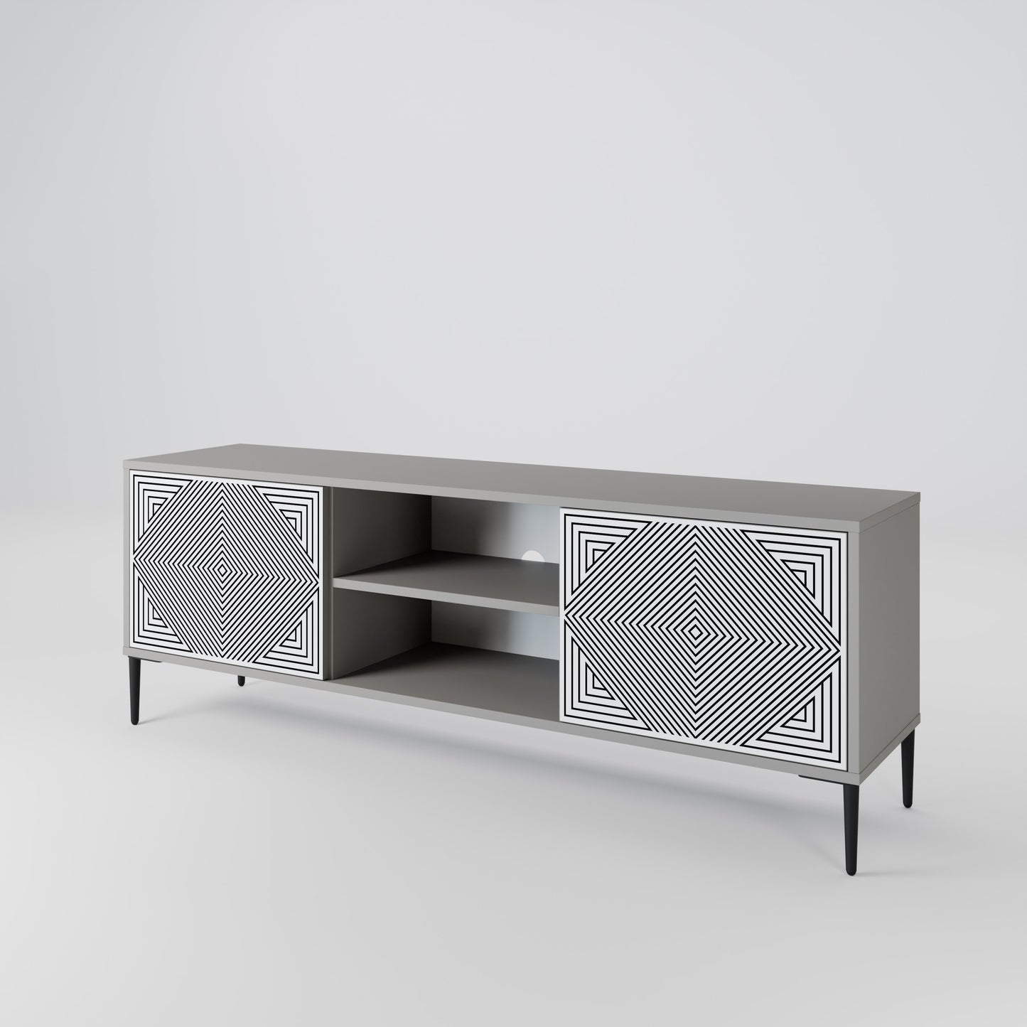 POLYGON ILLUSION 2-dörrars TV-bänk i grå finish