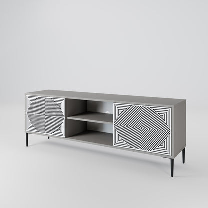 POLYGON ILLUSION 2-dörrars TV-bänk i grå finish