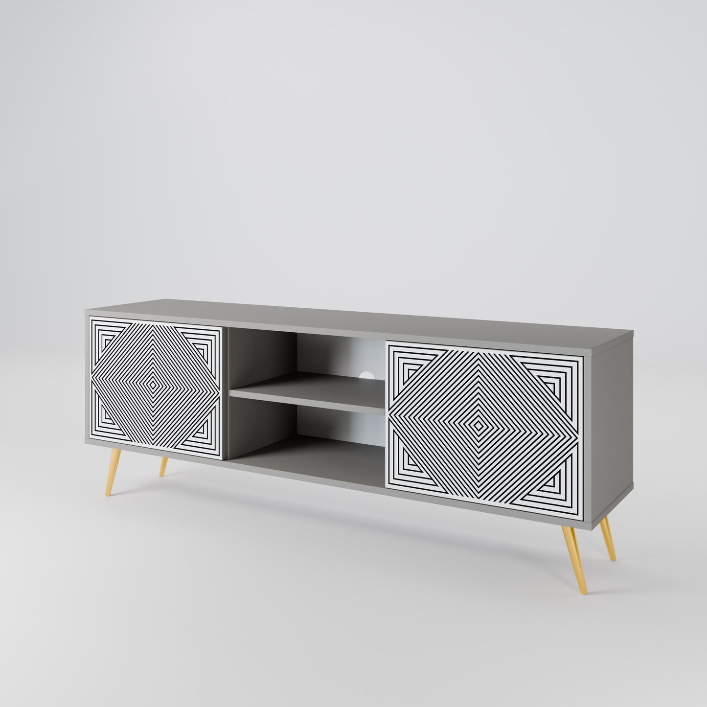 POLYGON ILLUSION 2-dörrars TV-bänk i grå finish