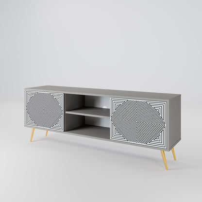 POLYGON ILLUSION 2-dörrars TV-bänk i grå finish