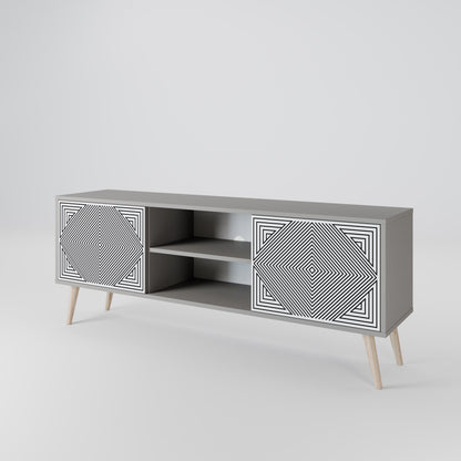 POLYGON ILLUSION 2-dörrars TV-bänk i grå finish