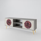 BROWN CIRCLES 2-dörrars TV-bänk i grå finish