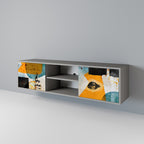 ABSTRACT FACES 2-dörrars TV-bänk i grå finish