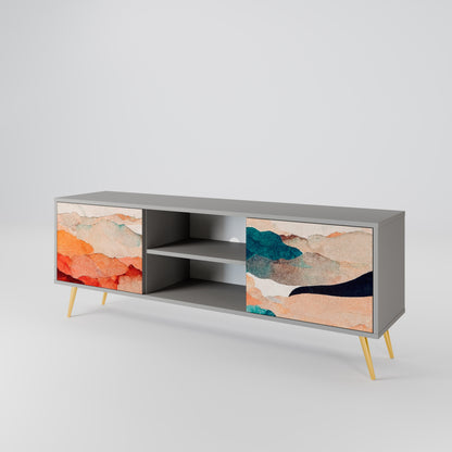 ABSTRACT LANDSCAPE 2-Door TV Stand in Grey Finish