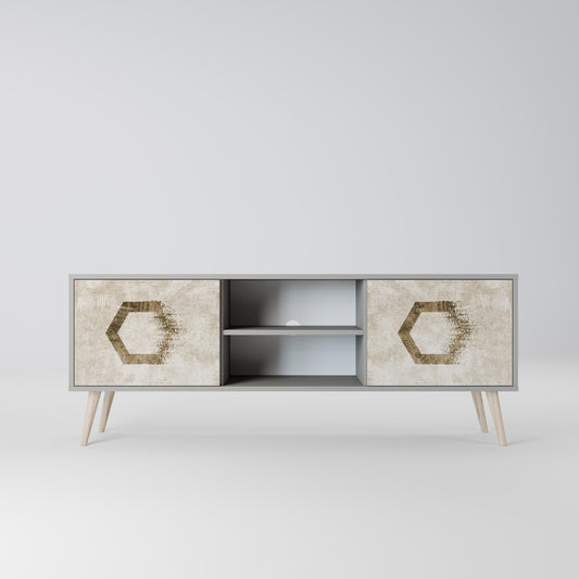 HEXAGONAL SHAPES 2-dörrars TV-bänk i grå finish