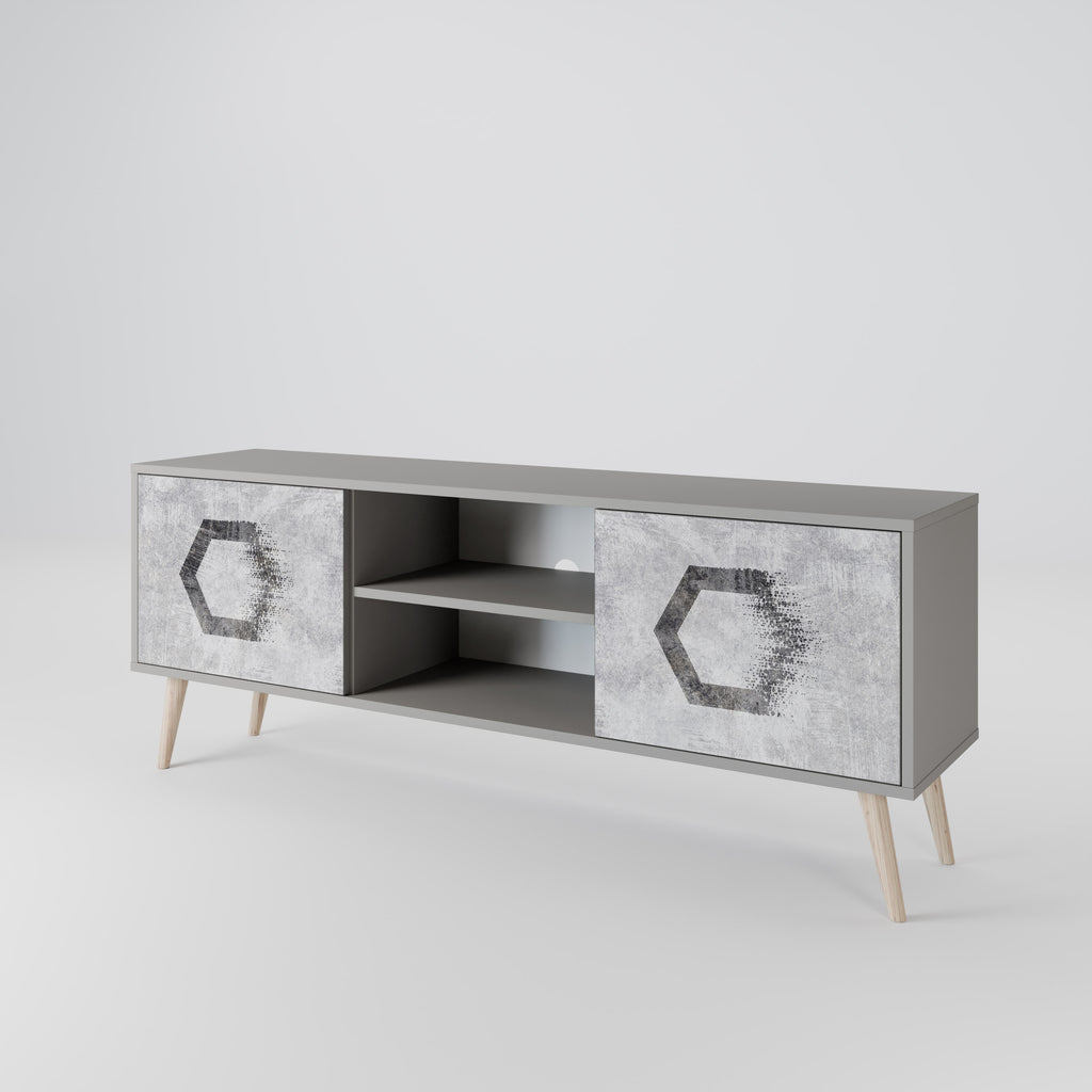 HEXAGONAL FIGURES 2-dörrars TV-bänk i grå finish