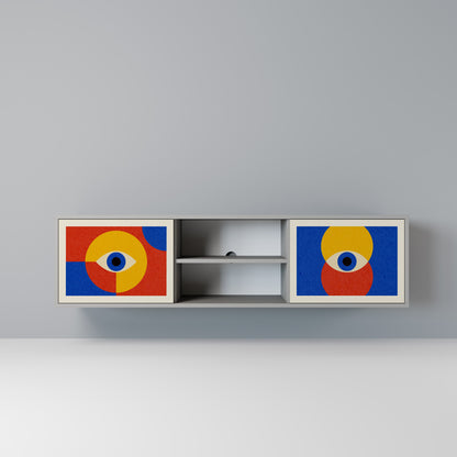 GEOMETRIC EYES 2-dörrars TV-bänk i grå finish