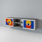 GEOMETRIC EYES 2-dörrars TV-bänk i grå finish