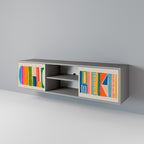 GEOMETRIC SHINE 2-dörrars TV-bänk i grå finish