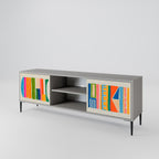 GEOMETRIC SHINE 2-dörrars TV-bänk i grå finish