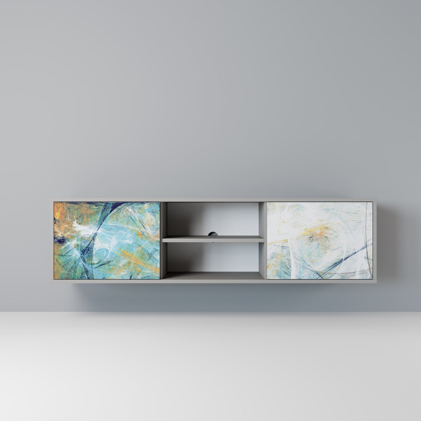 ABSTRACT THOUGHTS 2-Door TV Stand in Grey Finish