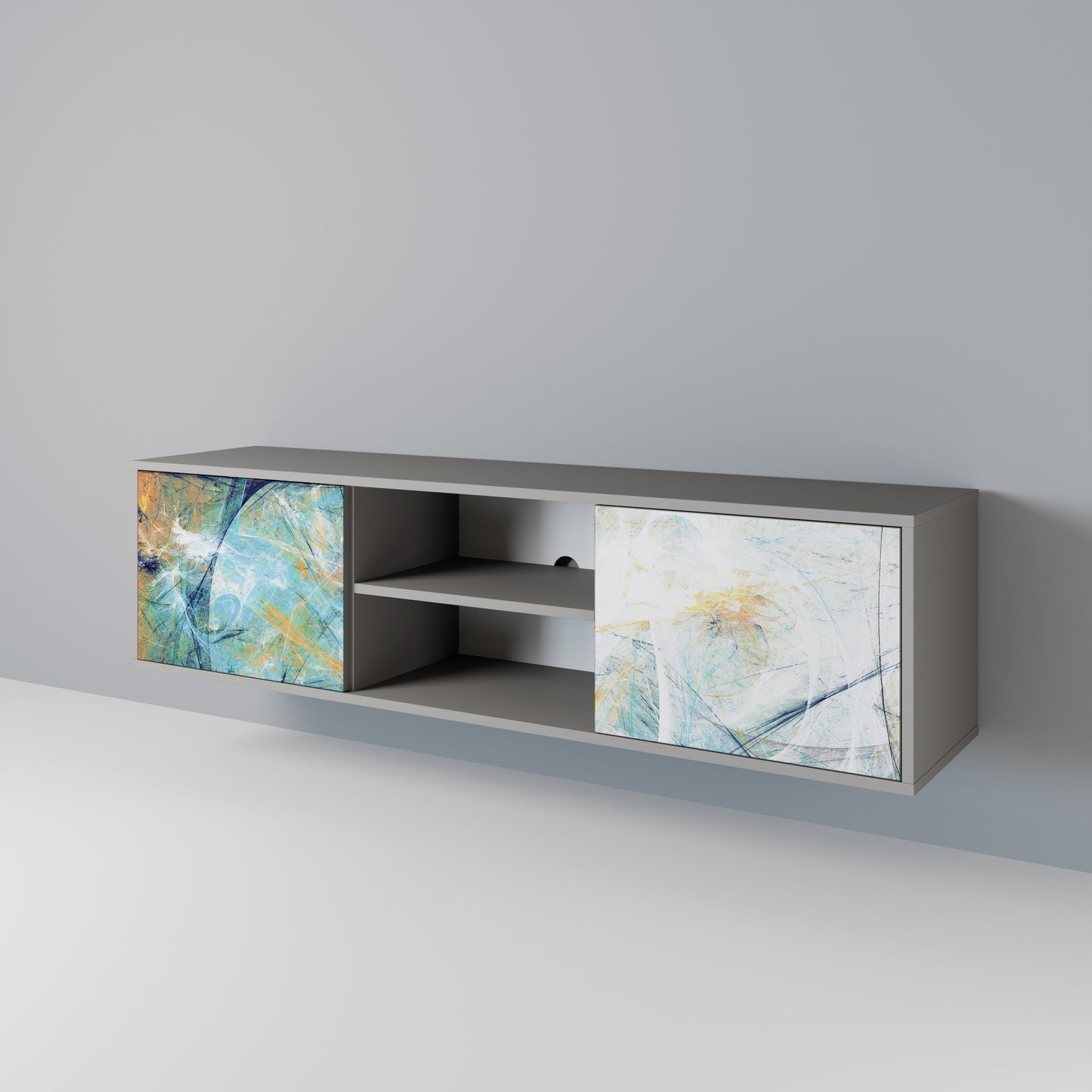 ABSTRACT THOUGHTS 2-Door TV Stand in Grey Finish