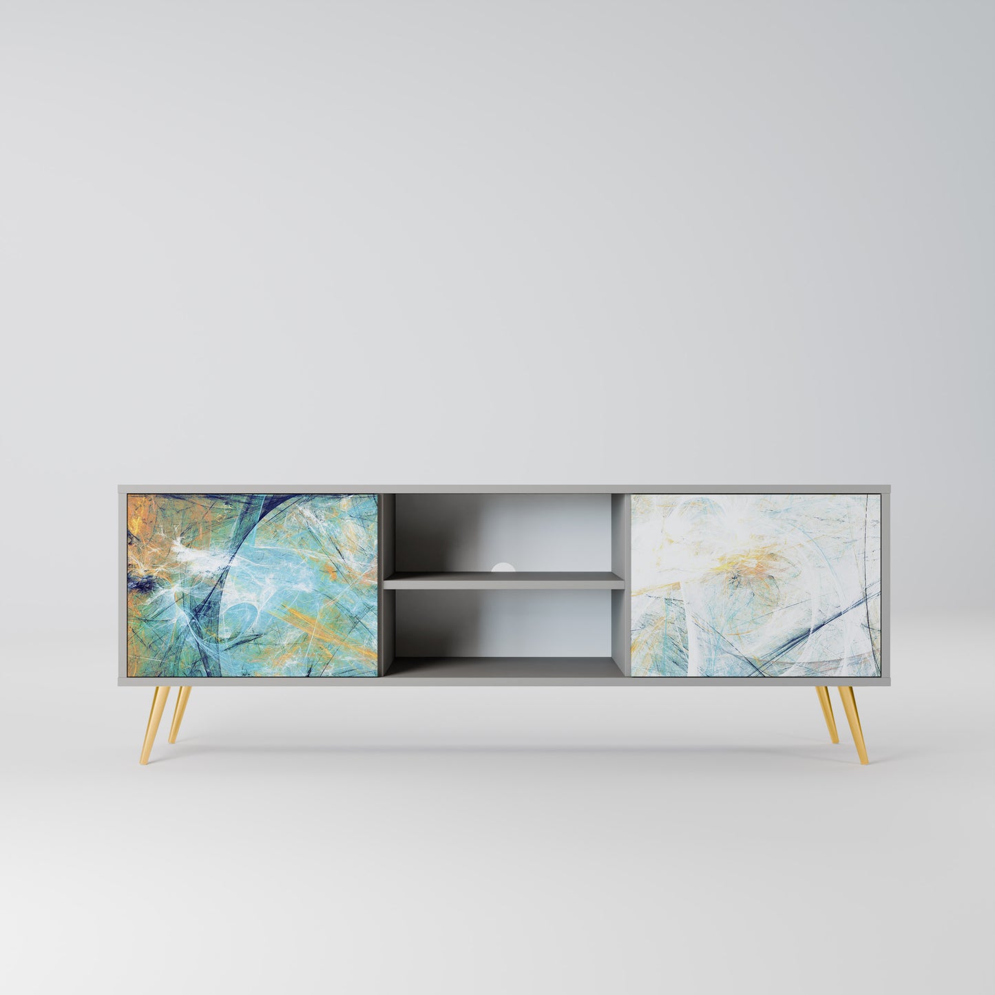 ABSTRACT THOUGHTS 2-Door TV Stand in Grey Finish