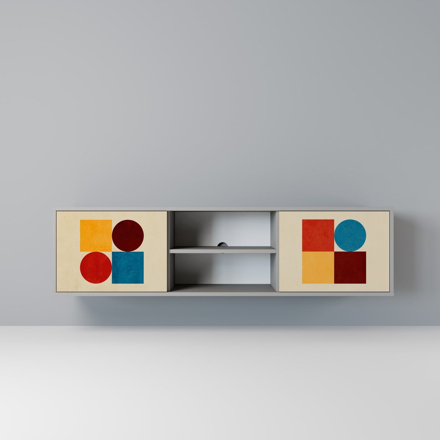 GEOMETRIC PUZZLE 2-dörrars TV-ställ i grå finish