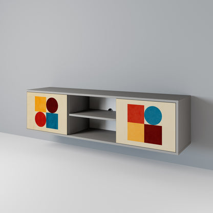 GEOMETRIC PUZZLE 2-dörrars TV-ställ i grå finish