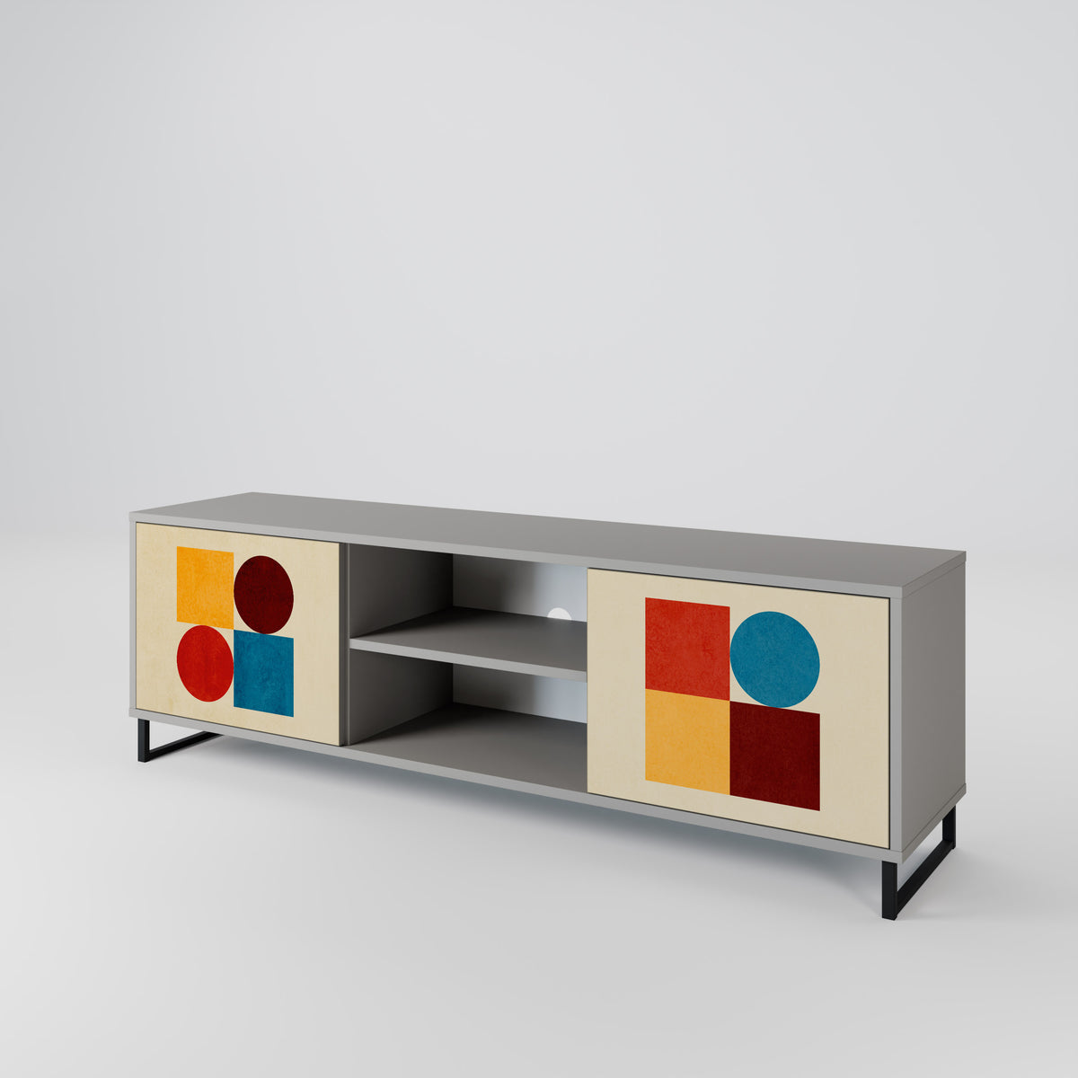 GEOMETRIC PUZZLE TV-bänk med två dörrar
