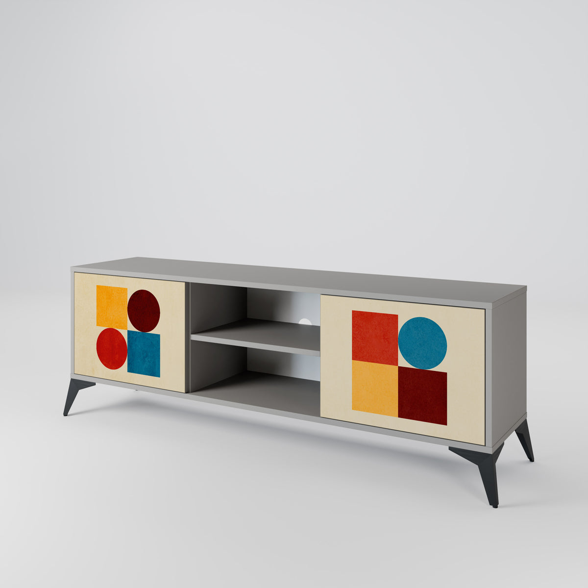 GEOMETRIC PUZZLE TV-bänk med två dörrar